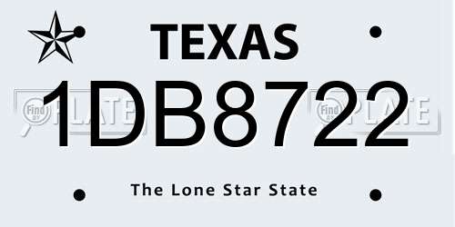 1DB8722 Texas License Plate