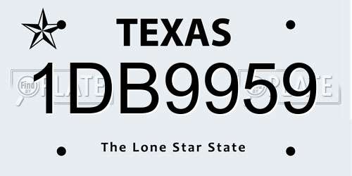 1DB9959 Texas License Plate