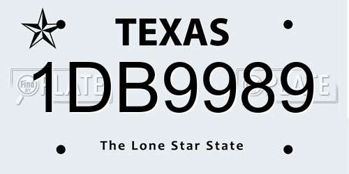 1DB9989 Texas License Plate