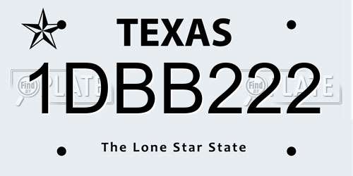 1DBB222 Texas License Plate