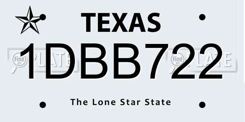 1DBB722 Texas License Plate