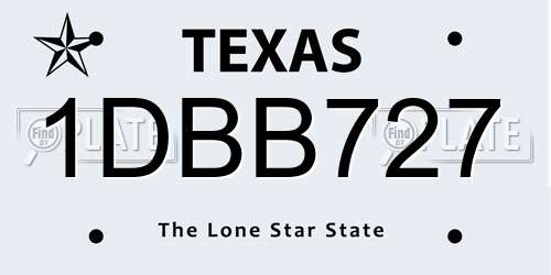 1DBB727 Texas License Plate