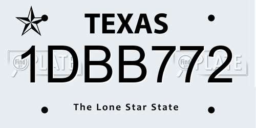1DBB772 Texas License Plate