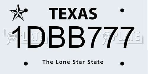 1DBB777 Texas License Plate