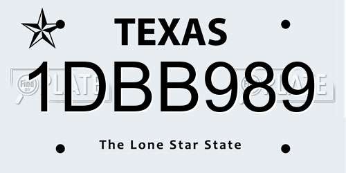 1DBB989 Texas License Plate