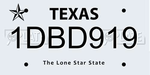 1DBD919 Texas License Plate