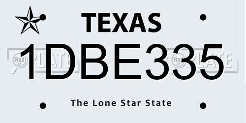 1DBE335 Texas License Plate