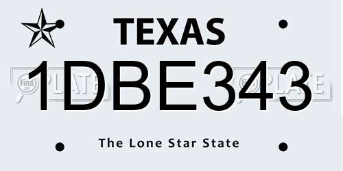 1DBE343 Texas License Plate