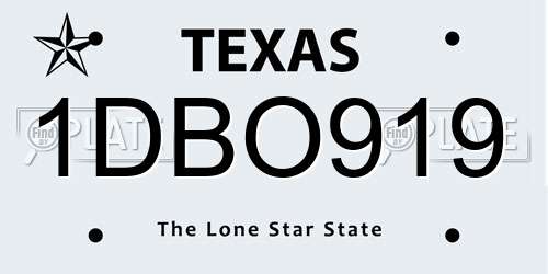 1DBO919 Texas License Plate