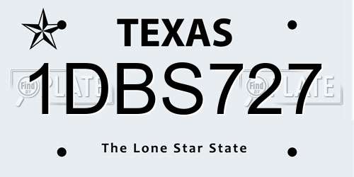 1DBS727 Texas License Plate