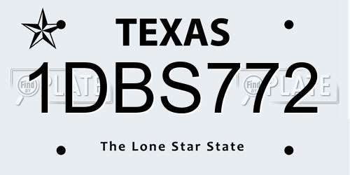 1DBS772 Texas License Plate