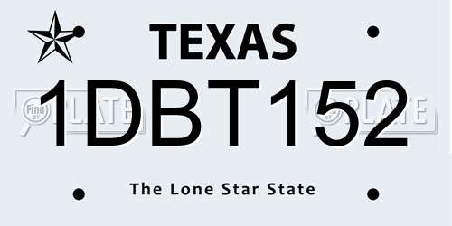 1DBT152 Texas License Plate
