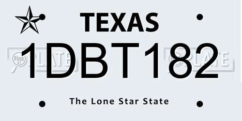 1DBT182 Texas License Plate