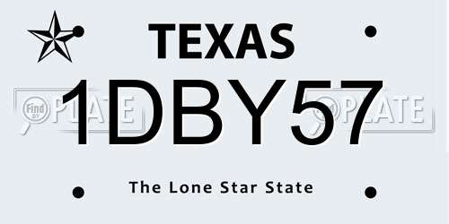 1DBY57 Texas License Plate