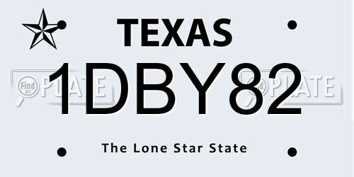 1DBY82 Texas License Plate