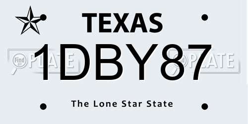 1DBY87 Texas License Plate