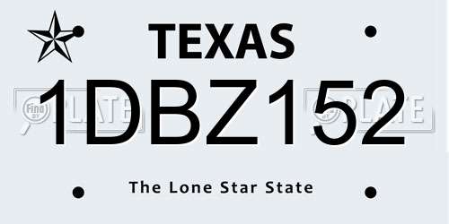 1DBZ152 Texas License Plate