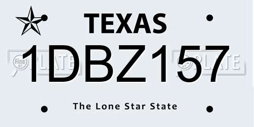 1DBZ157 Texas License Plate