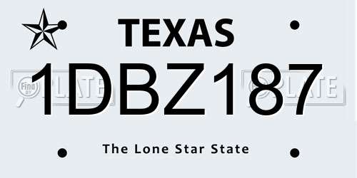 1DBZ187 Texas License Plate