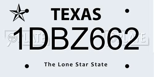1DBZ662 Texas License Plate