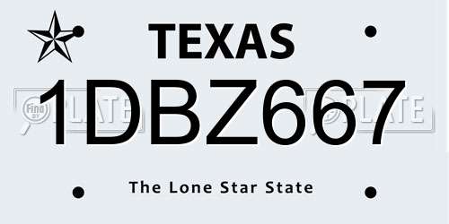 1DBZ667 Texas License Plate