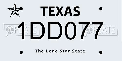 1DD077 Texas License Plate