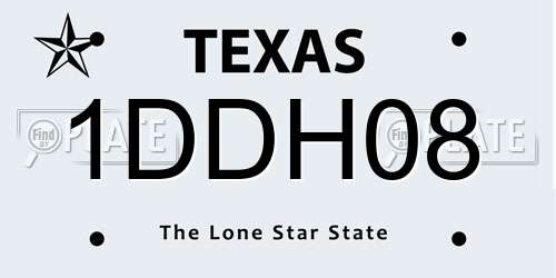 1DDH08 Texas License Plate