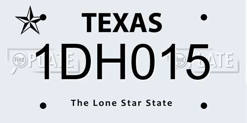 1DH015 Texas License Plate