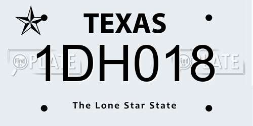 1DH018 Texas License Plate