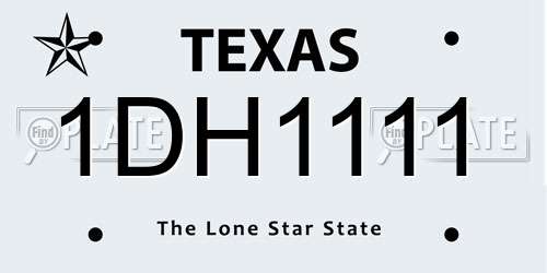 1DH1111 Texas License Plate
