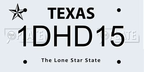 1DHD15 Texas License Plate