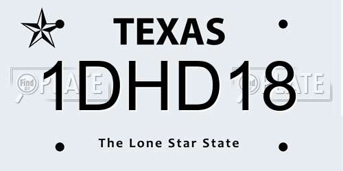 1DHD18 Texas License Plate