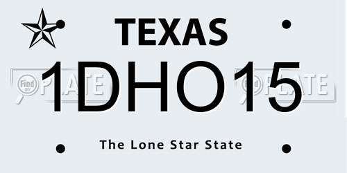 1DHO15 Texas License Plate