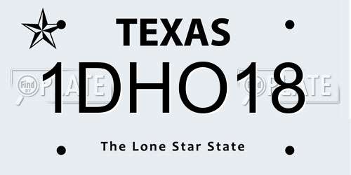 1DHO18 Texas License Plate
