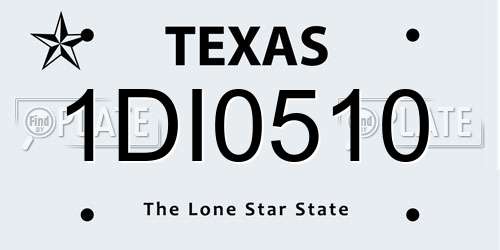 1DI0510 Texas License Plate