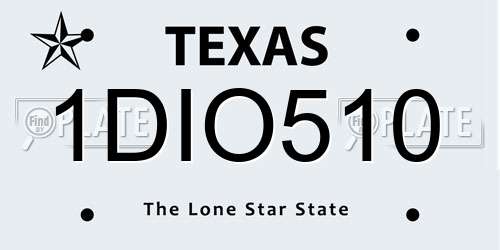 1DIO510 Texas License Plate