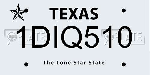 1DIQ510 Texas License Plate