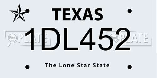 1DL452 Texas License Plate