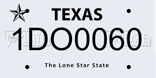 1DO0060 Texas License Plate