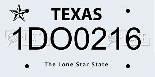 1DO0216 Texas License Plate