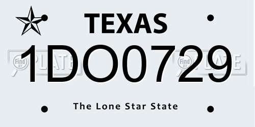 1DO0729 Texas License Plate