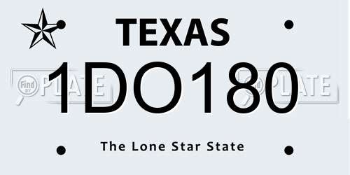 1DO180 Texas License Plate