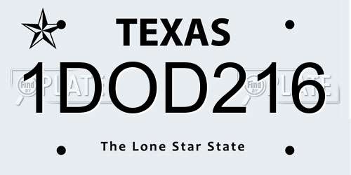 1DOD216 Texas License Plate