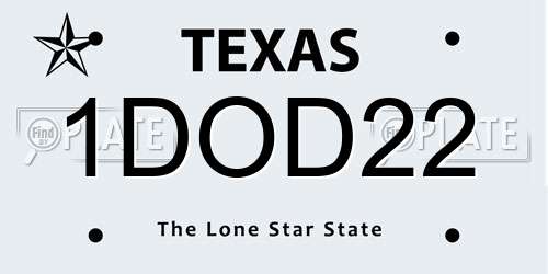 1DOD22 Texas License Plate