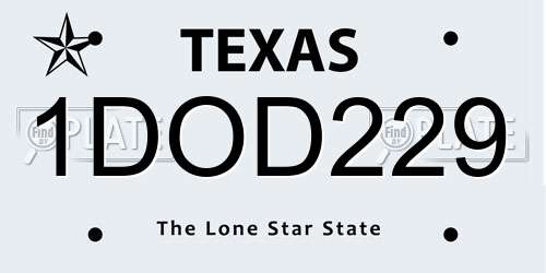 1DOD229 Texas License Plate