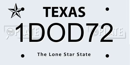 1DOD72 Texas License Plate