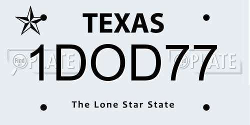 1DOD77 Texas License Plate