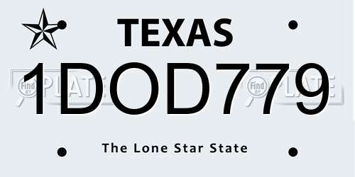 1DOD779 Texas License Plate