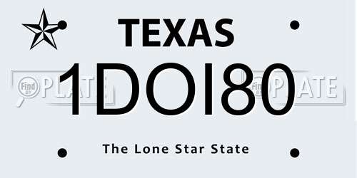 1DOI80 Texas License Plate