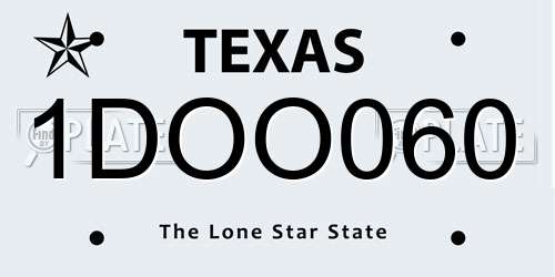 1DOO060 Texas License Plate
